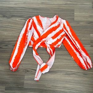 Orange Stripped Cropped Blouse